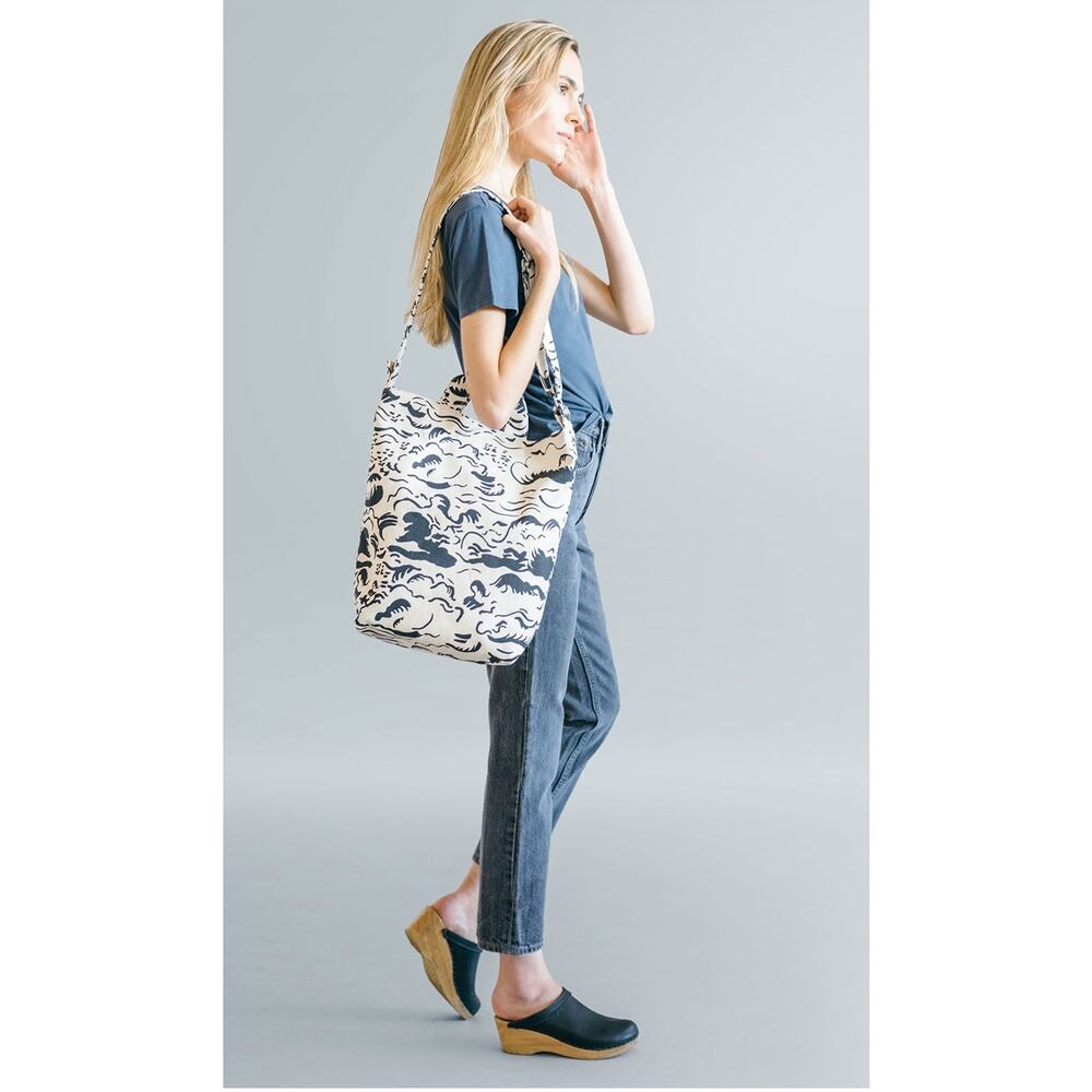 Baggu Cotton Duck Bag Tote Natural Cloud Black Waves Minimalist Collectible Rare